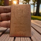 1 2 Pound Copper Bar Element Copper Bullion Bar  999 Fine Flat Ingot 8oz Copper 