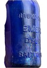 Antique Bromo Seltzer Cobalt Blue Bottle Emerson Drug Co Baltimore Md 4  Tall 