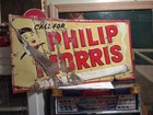 Vintage Call For Philip Morris Cigarette Sign Embossed Metal Usa Stout Tobacco