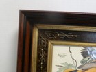 Antique Eastlake Victorian Walnut Deep Picture Frame Ebonized Gold Border Birds