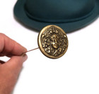Hatpin With Old Brass Victorian Woman With Flowers - Art Deco 8 Inch Hat Pin