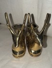 Set Of 2 Vintage Brass Deer Figures Taper Candle Holders Candlesticks