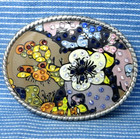 Festive Floral Belt Buckle Rhinestones Boho Coastal Cowgirl Bling Vtg 90s pcb565