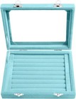 7 Slots Velvet Glass Ring Jewellery Display Storage Box Tray Case Holder