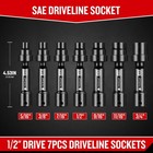 7-pcs 1 2   Drive Driveline Limited Clearance Socket Set  12-point Sae Sockets