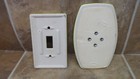 Set Of 2 - Vintage Ceramic Light Switch Plate   Soap Dish Mount - Yellow
