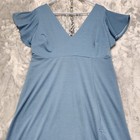 Birdy Grey Dress Women 1x Blue Hannah Crepe Flutter Sleeve Formal Gown Maxi Slit