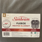 Sunbeam King Heated Blanket  Grey Fleece 12 Heat Settings  12 Hr Auto Shut-off