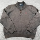 Vtg Polo Ralph Lauren Sweater Mens Xl Gray 1 4 Zip Chunky Knit Pullover  read
