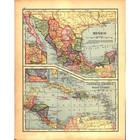 Map Usa Plateau States   Mexico Central America West Indies 1901 Engraving V1-1