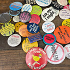 Vintage Pinback Button Lot Pin Pop Culture Pieces Of Flair Americana Sarcasm