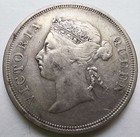 1888 Straits Settlements 50 Cents Queen Victoria Silver Scarce Km 13