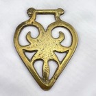 Brass Horse Medallion Vintage English Heart Acanthus Flower Scorpion Harness