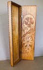 Antique Art Nouveau Flemish Flowers Pyrography Wood Glove Box  13  X 3  Vtg