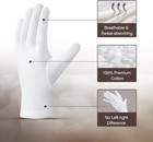 100  Cotton Gloves 6 Prs White Moisturizing Eczema Overnight Sleep Spa Unisex Md