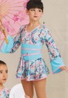  Dance Costume Asian Oriental Japanese Kimono Blue Floral Over 30 Available Nwt