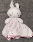 George Bunny Rabbit Plush Pink Satin Trim Hearts Security Blanket Baby Lovey