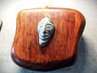 Inuit Eskimo Soapstone Carving  mask Pendant I   By Carver Maggie Kowcharlie