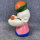 Vintage 1970s 10 tall Popeye The Sailor Man Ceramic  Chalkware  Piggy Coin Bank