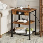 15 7 Inch Small Night Stand Set Of 2 With Charging Station 3 Tier Side End Table