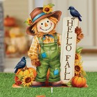 Hello Fall Harvest Scarecrow Garden Stake Metal Outdoor Autumn Yard Art Decor