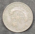 1857 Canada Bank Of Upper Canada Half Penny  Slight Die Rotation 