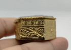 Vintage Micro Mosaic Hexagon Pill Trinket Snuff Brass Box Floral   Scroll Hinged