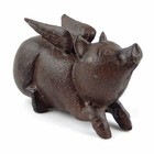 Sitting Flying Pig Figurine Cast Iron Rustic Statue Paper Weight Garden Decor