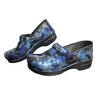 Dansko Professional Shoes Womens Size 40 Blue Black Patent Leather Clogs Comfort