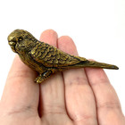 Vintage Small Solid Brass Budgie Parakeet Sparrow Bird Figurine Desk Decor