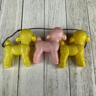 Vintage Baby Lamb Toy Pink Yellow 1950s Retro Baby Nursery Pearlized Excellent C