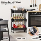 3 Tier Rolling Cart On Wheels  Metal Utility Storage With 3 Tier  Black 