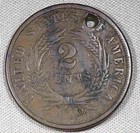 1864 U s   2 Cent Civil War Era Coin From Family Collection Saved In 1930s-wwii