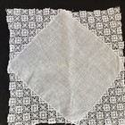 Vintage White Cotton Hankie W  All Corners Lace Wedding