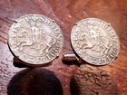 Knights Templar Soldiers Of Christ On Horse Denarius Silver Tone Coin Cufflinks 
