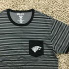 New Hbo Game Of Thrones House Stark Men Sz M Pocket Shirt Striped Gray Wolf