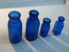 Antique Bromo Seltzer   Unmarked Cobalt Blue Glass Bottles  3 Emerson Drug Co