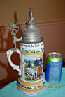 Antique Regimental Military German Beer Stein  Lithopane  Rosters  Dated 1914