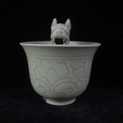 On Sales  Old Chinese Hand Carving Dragon Head Porcelain Brush Washer Cup