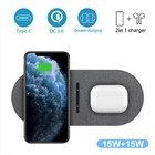 Dual 15w Wireless Charger Fast Charging Pad For Apple Iphone 16 15 14 13 12 Xs 8