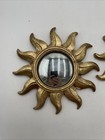 Pair Vintage Gold Sunburst Wall Mirrors 12  Mid Century Modern Mcm Resin
