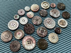 25 Antique Vintage Intricately Carved Shades Of Gray Mop Buttons - Old Lot