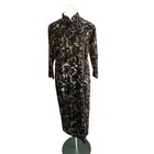 Asian Vietnamese Dress Black Velvet Burnout Cheongsam Ao Dais Maxi Nwt