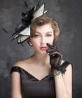 Sinamay Fascinator Kentucky Derby Church Hats For Women 006a Black And White