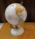 Vintage World Globe Replic Desk Top 16 Inch Diameter Rotates White Marble Base