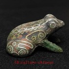 L 4 4 Cm Old Chinese Bronze Carving Inlay Filamentary Silver Frog Statue Pendant