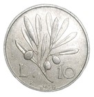 1948 R Italy 10 Lire Aluminum Coin Pegasus Flying Horse   Olive Branch Km 90