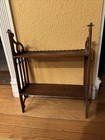 Vtg  Mahogany Victorian Gothic Chippendale Fretwork Trad 2 Tier Wall Shelf