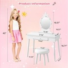 Girls Led Lights Mirror Vanity   Study Desk With Stool Set Makeup Dressing Table