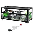 Reptizoo 18 Gallon Turtle Tank Aquarium Tortoise Habitat Water-land 30   12   12 